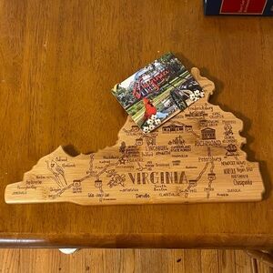 Virginia Shaped Totally Bamboo Wooden Cutting/Serving Board Organic NWT gift